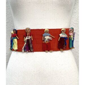 VTG Handmade 67" Orange Doll Sash BELT Mexican Folk Art Munecas Etc Yolanda Luna